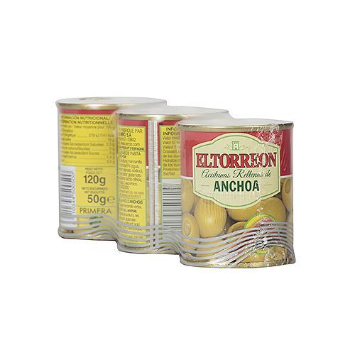 Aceitunas Verdes Rellenas Anchoa El Torreon Lata 3 Pack