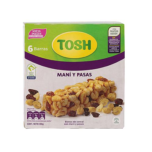 Barras Cereal Maní Pasas Tosh