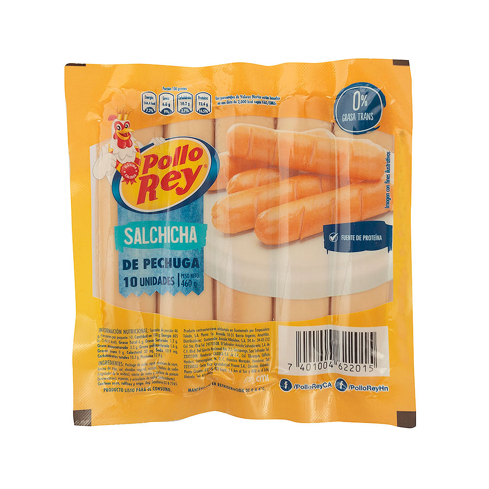 Salchicha Pechuga Pollo Rey 10 Pack