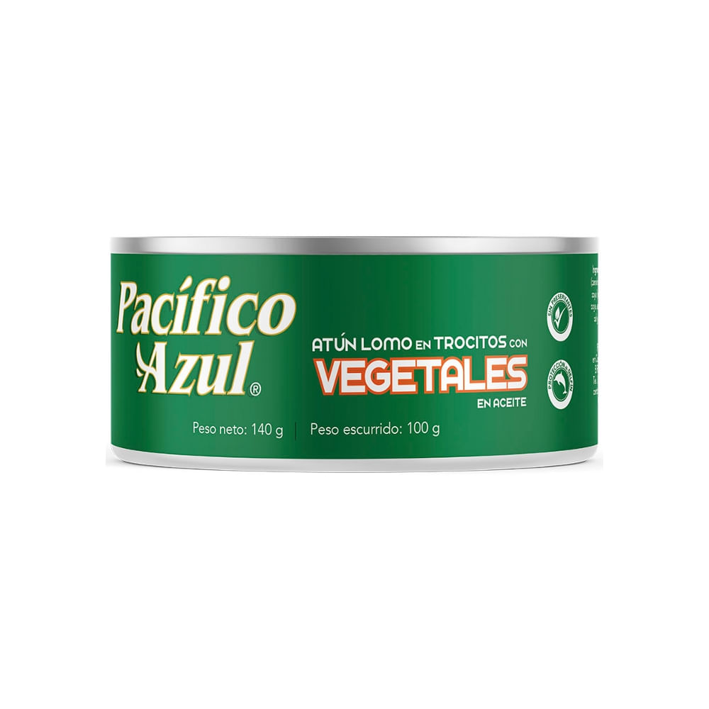 Atún Aceite Lomo Trozos Vegetales Pacífico Azul