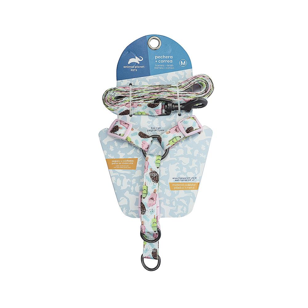 Pechera Y Correa Talla M Rosa Animal Planet