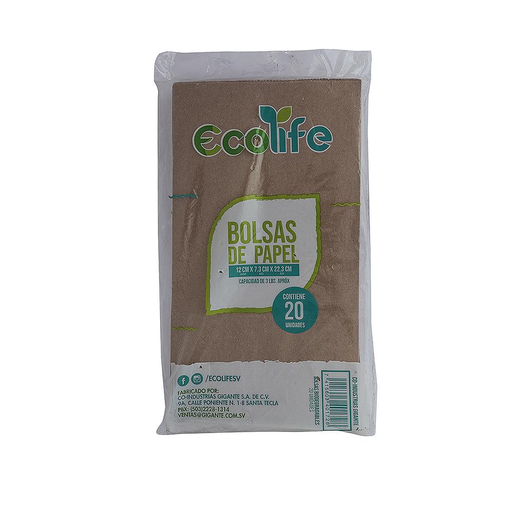 Bolsa Papel Biodegradable No.3 Ecolife