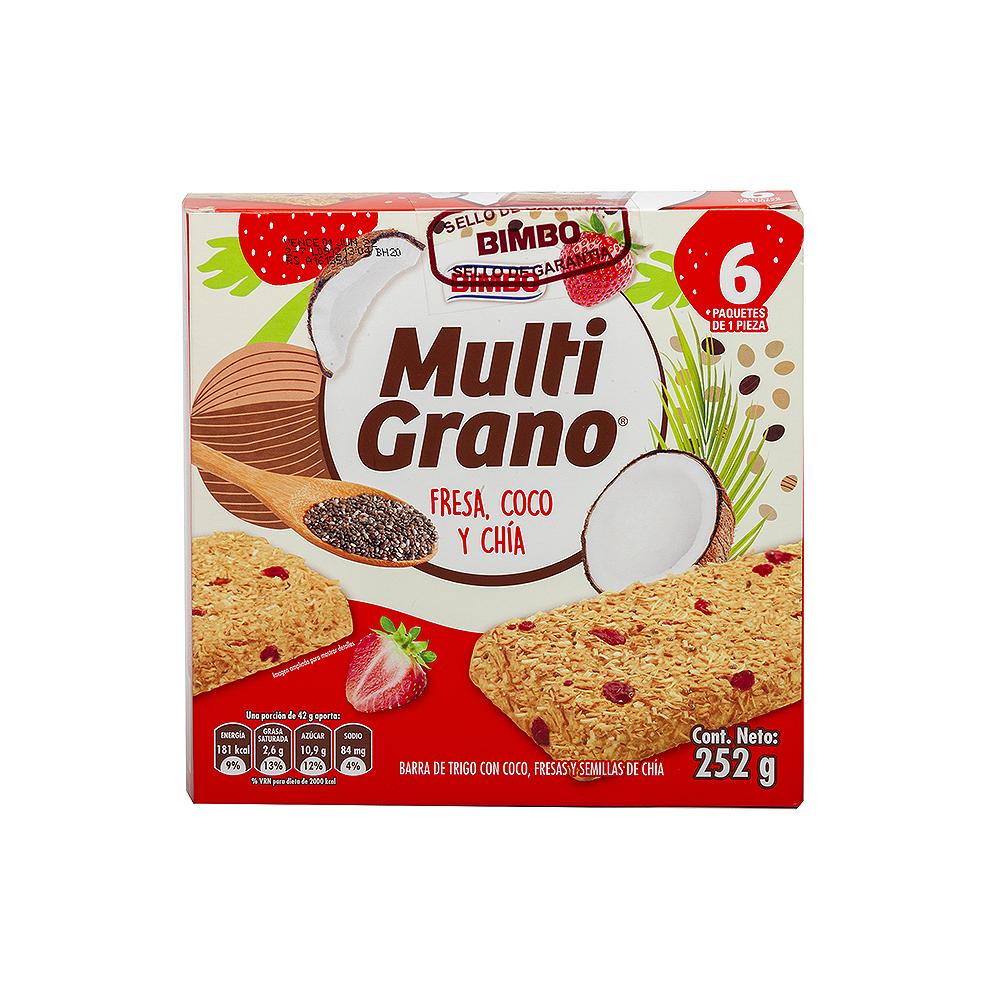 Barras Cereal Fresa Coco Chía Multigrano