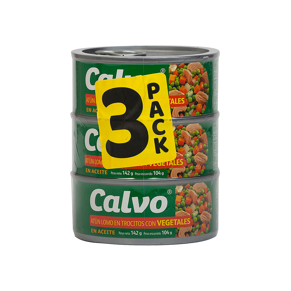 Atún Aceite Lomo Trozos Vegetales Calvo 3 Pack