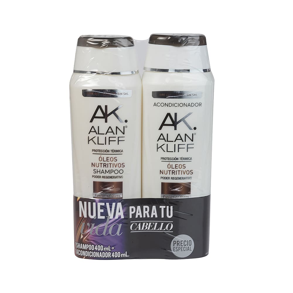 Shampoo Óleos Nutritivos Alan Kliff 400ml. + Acondicionador 400ml.