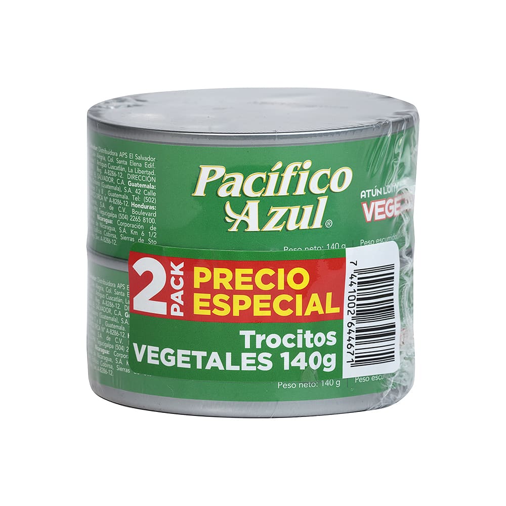 Atún Aceite Lomo Trozos Vegetales Pacifico Azul 2 Pack