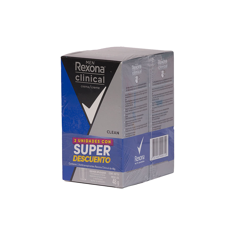 Desodorante Hombre Clinical Clean Rexona Men Barra 2 Pack