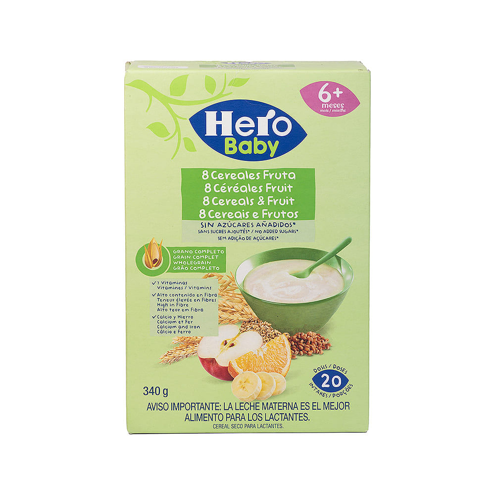 Cereal Infantil 8 Cereales Con Fruta Hero Baby