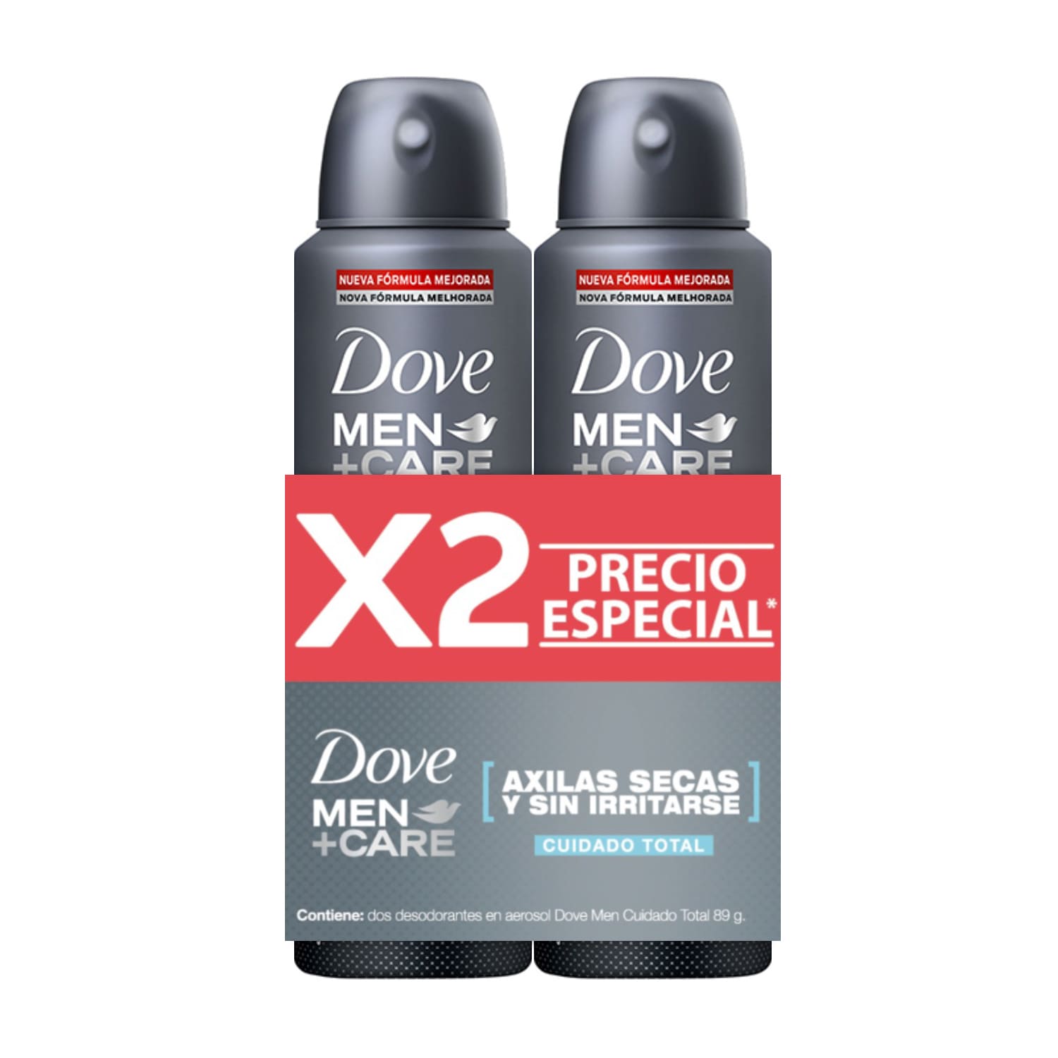 Desodorante Hombre Cuidado Total Dove Men Aerosol 2 Pack