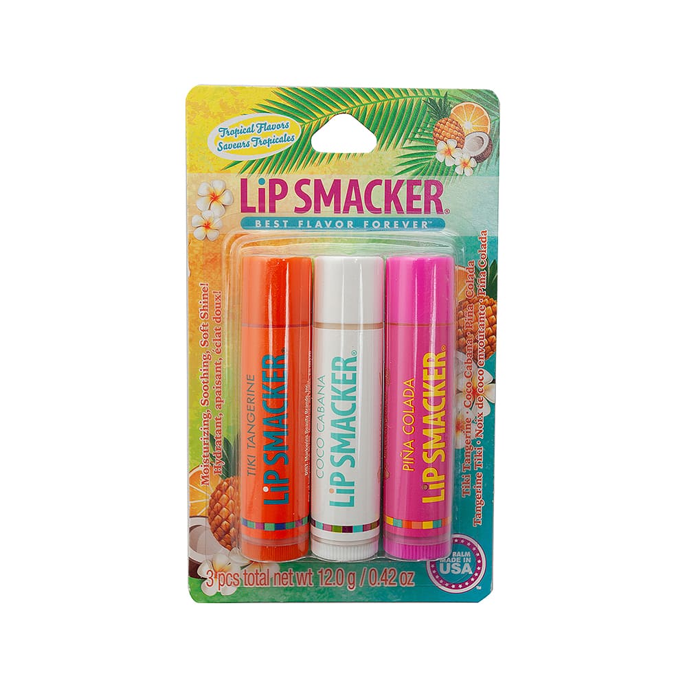 Bálsamo Labial Tiki Tangerine Coco Cabana Piña Colada Lip Smacker 3 Pack