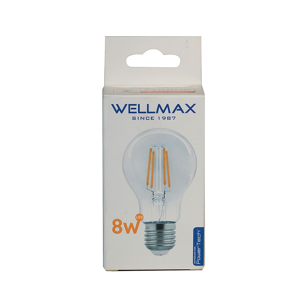 Foco Led 8W Luz Cálida Con Filamento Wellmax