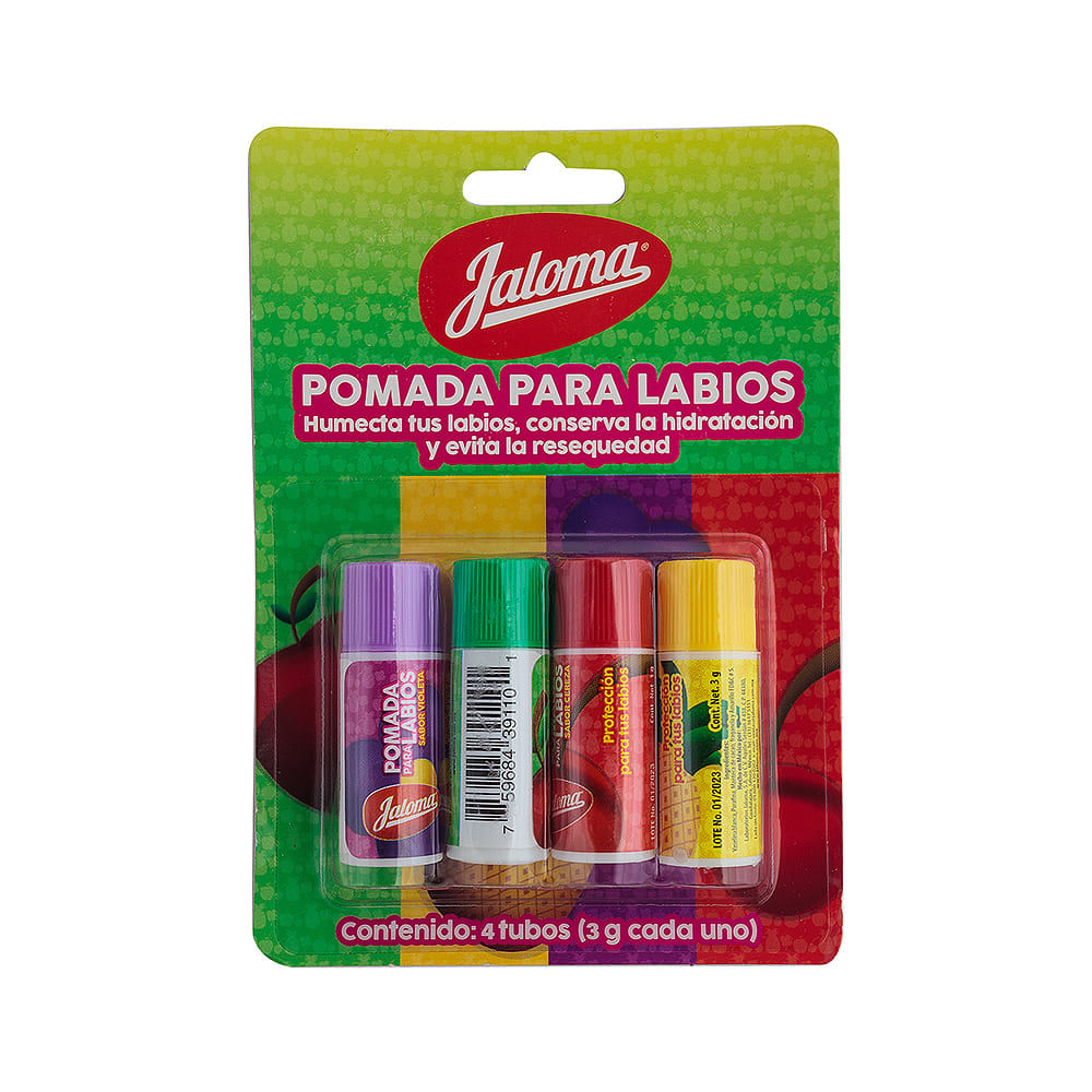 Protector Labial Fresa Piña Uva Creza Jaloma 4 Pack