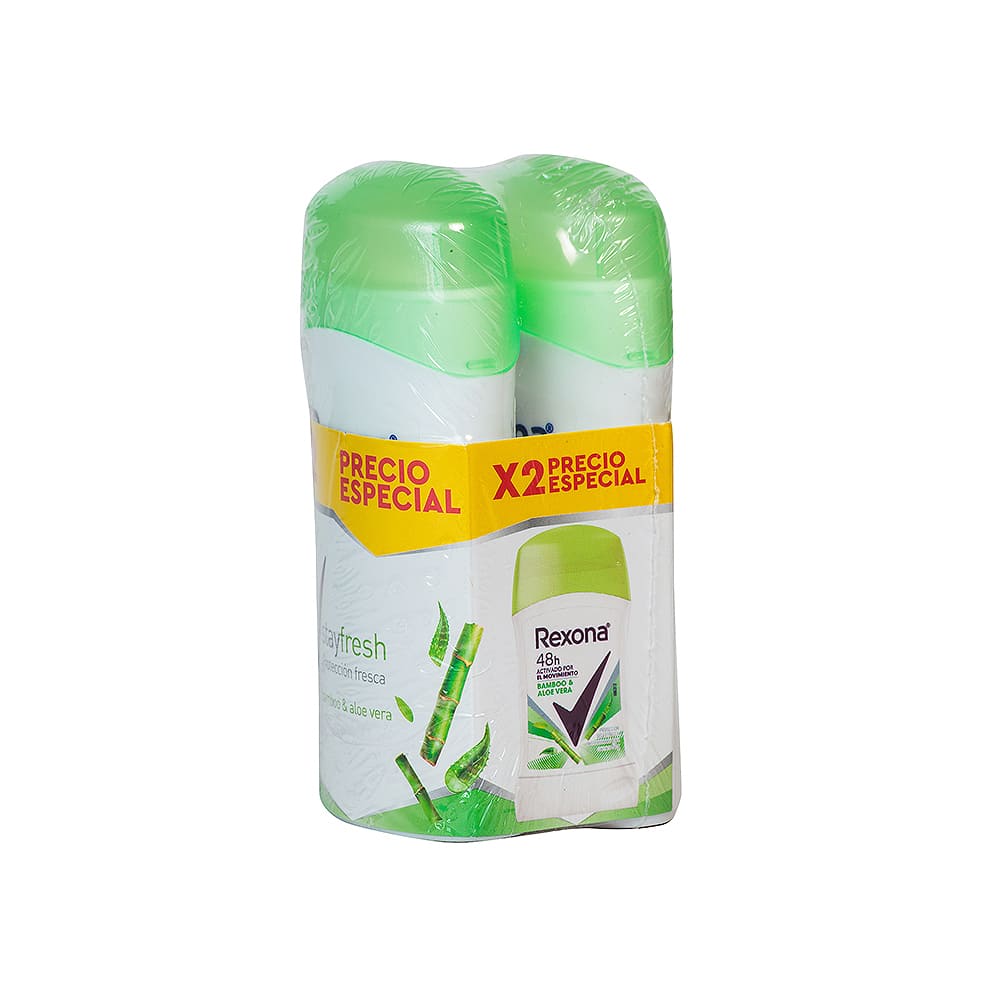 Desodorante Mujer Bamboo & Aloe Rexona Barra 2 Pack