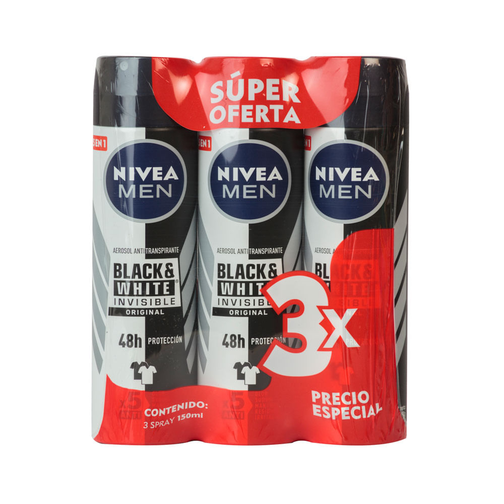 Desodorante Hombre B&W Original Nivea Aerosol 3 Pack