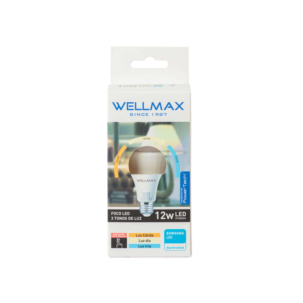 Foco Led 12W Tres Tonos De Luz Wellmax