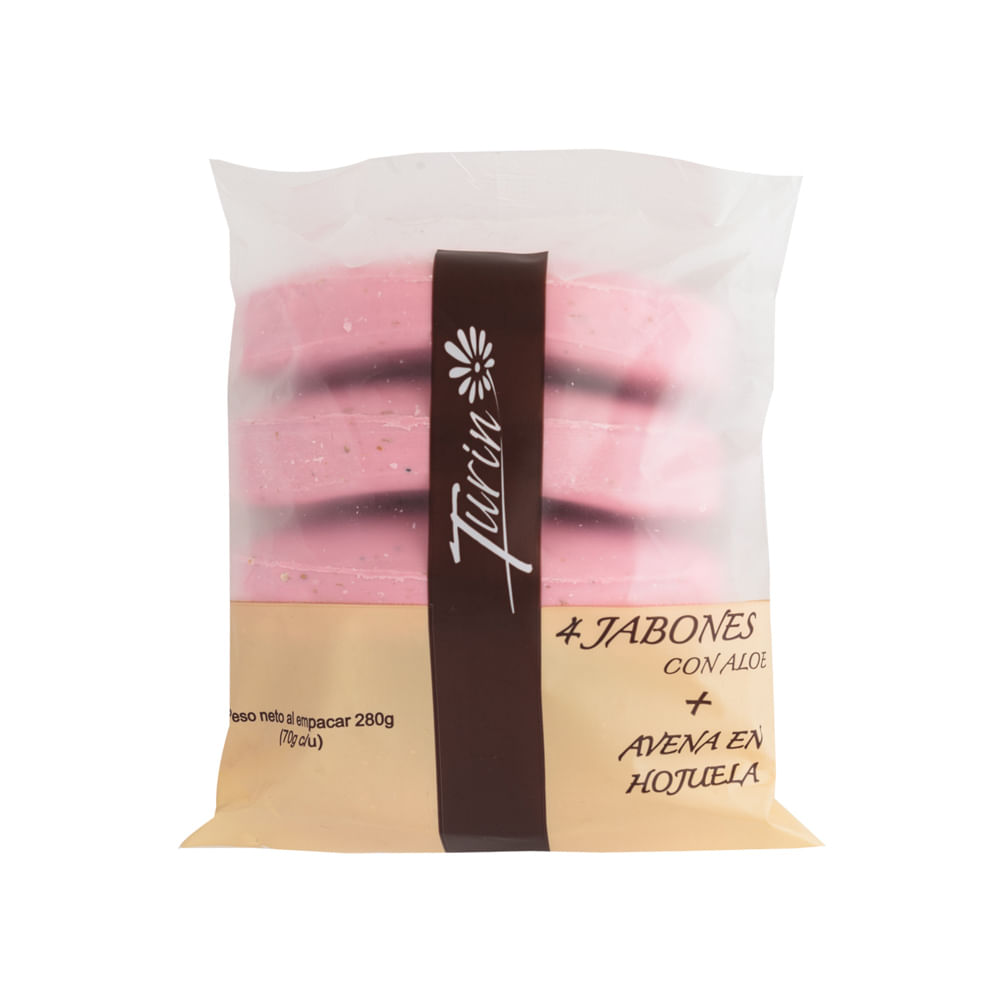 Jabón Pastilla Avena Aloe Turin 4 Pack