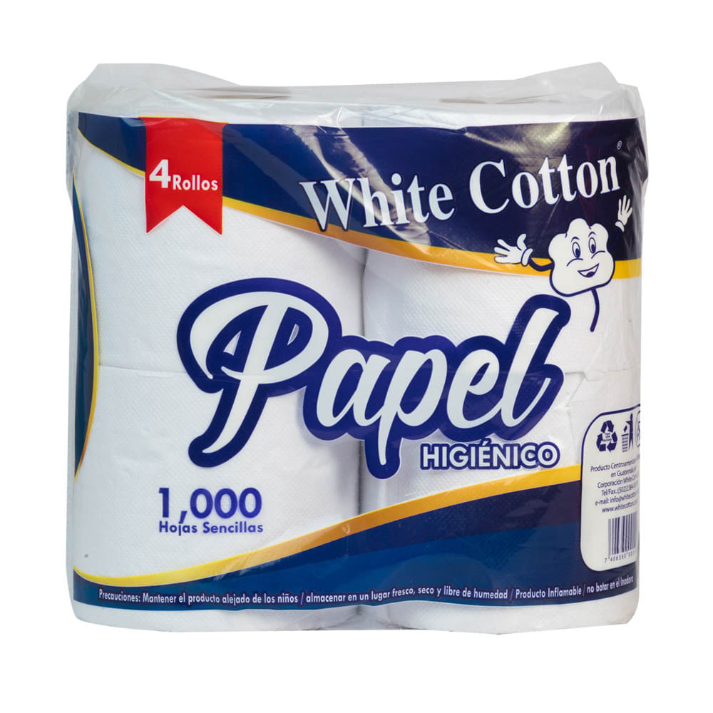 Papel Higiénico 1000 Hojas White Cotton