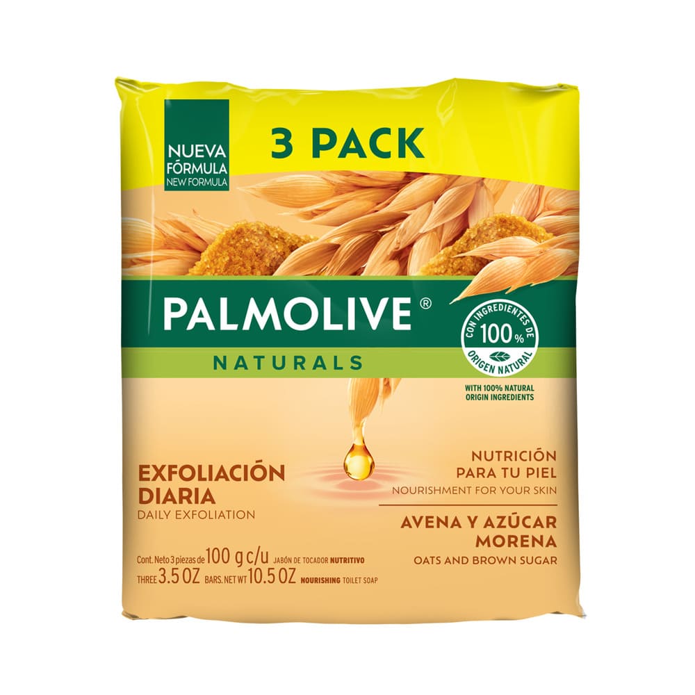 Jabón Pastilla Avena Y Azúcar Morena Palmolive 3 Pack