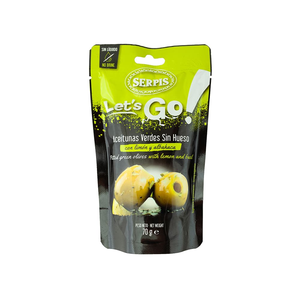 Aceitunas Verdes Sin Hueso Con Limón Y Albahaca Serpis