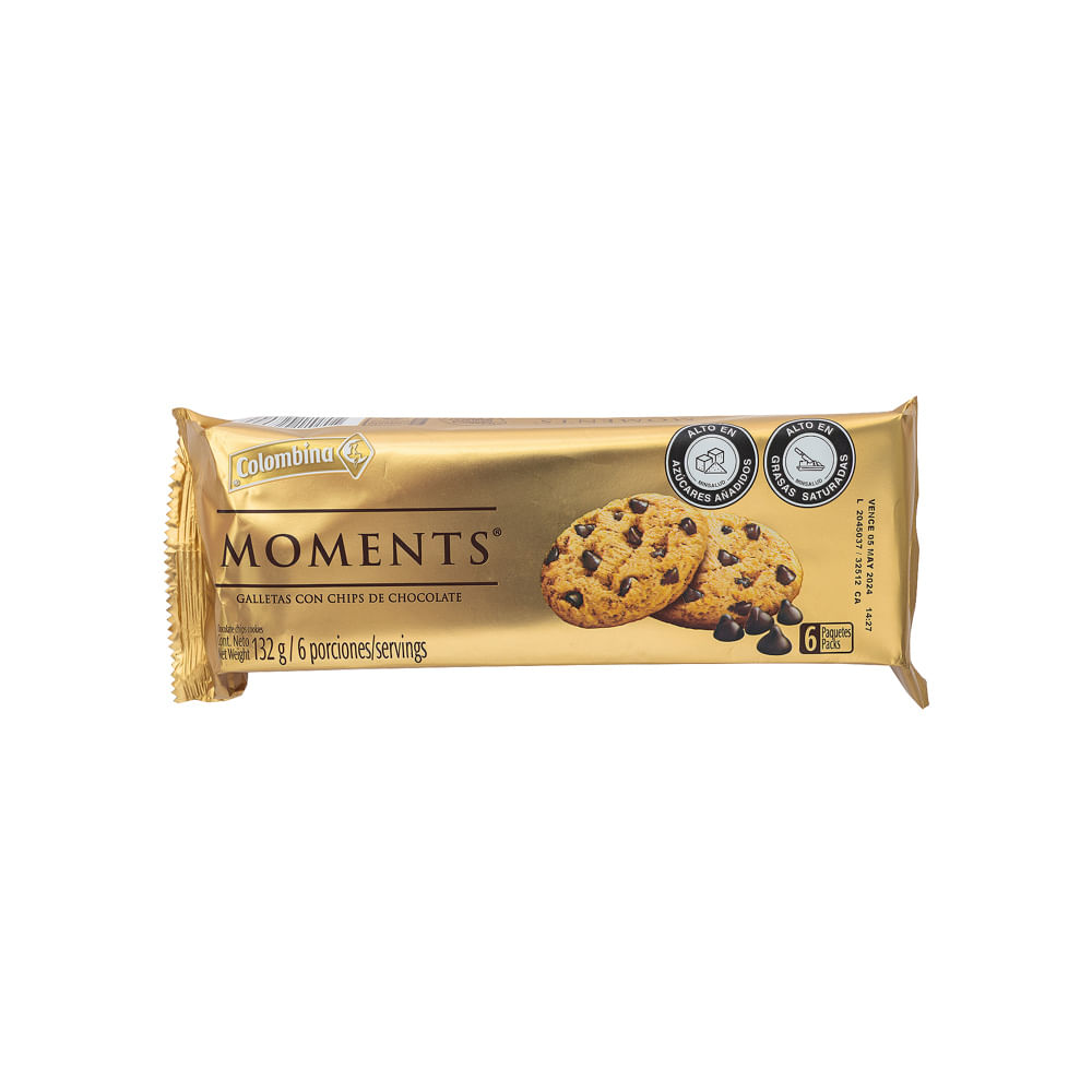 Galleta Moments Chispas Chocolate Colombina