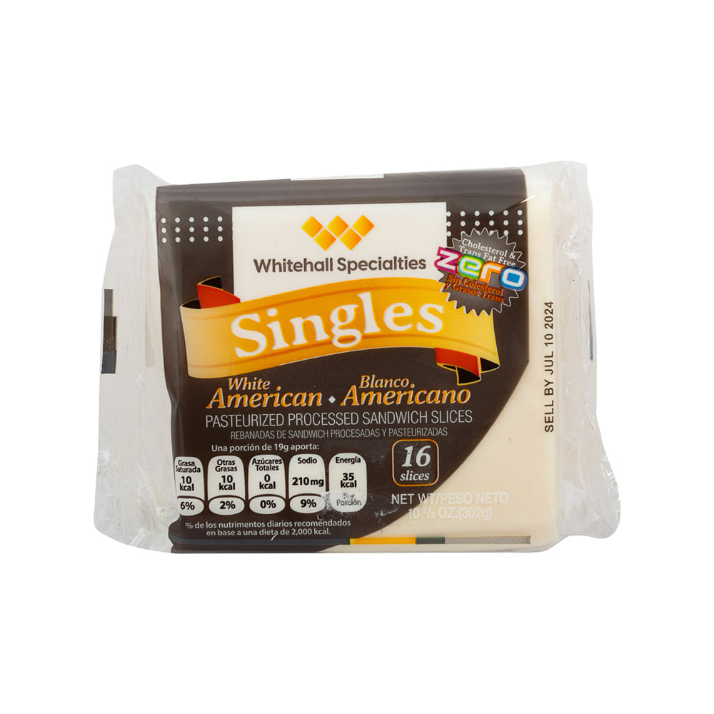 Queso Imitación Blanco Rodajado Whitehall 16 Pack