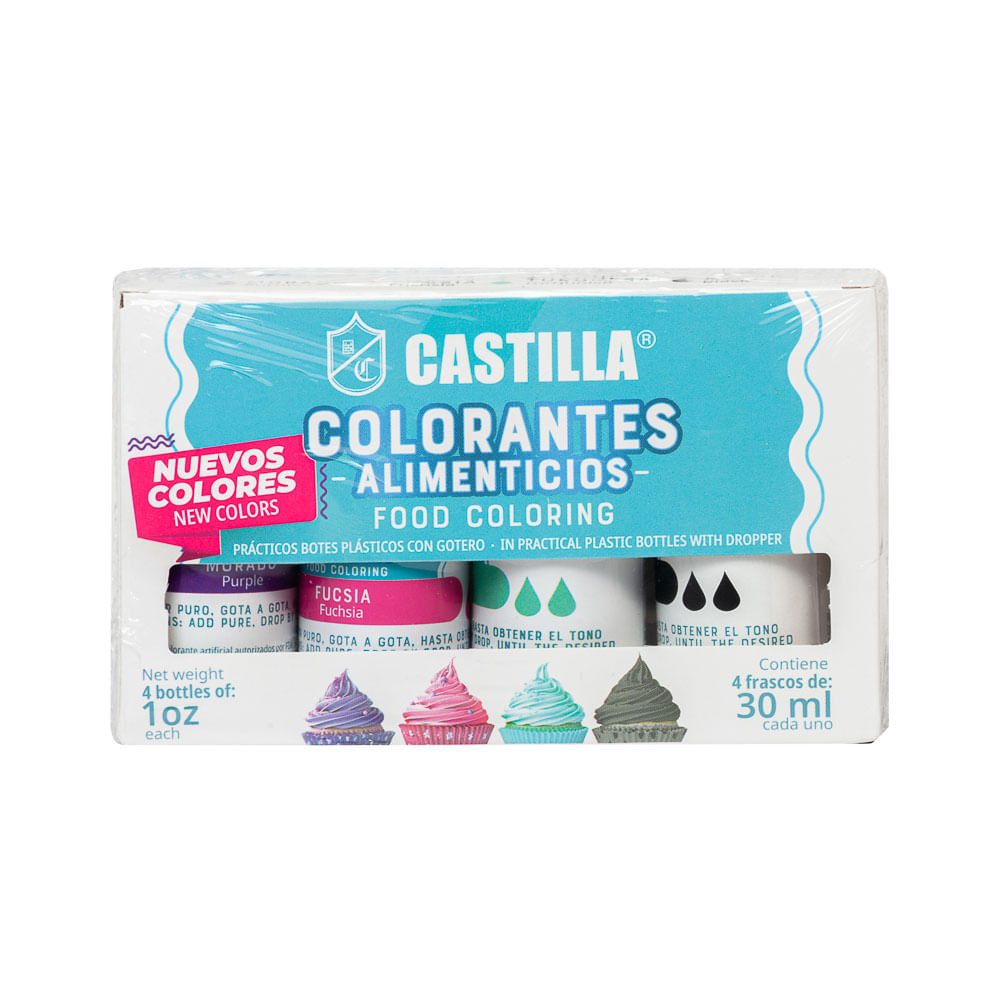 Colorante Morado Fucsia Turquesa Negro Castilla