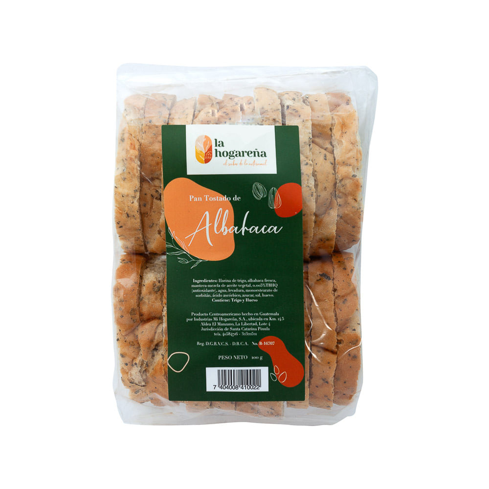 Pan Tostado Albahaca La Hogareña Bolsa