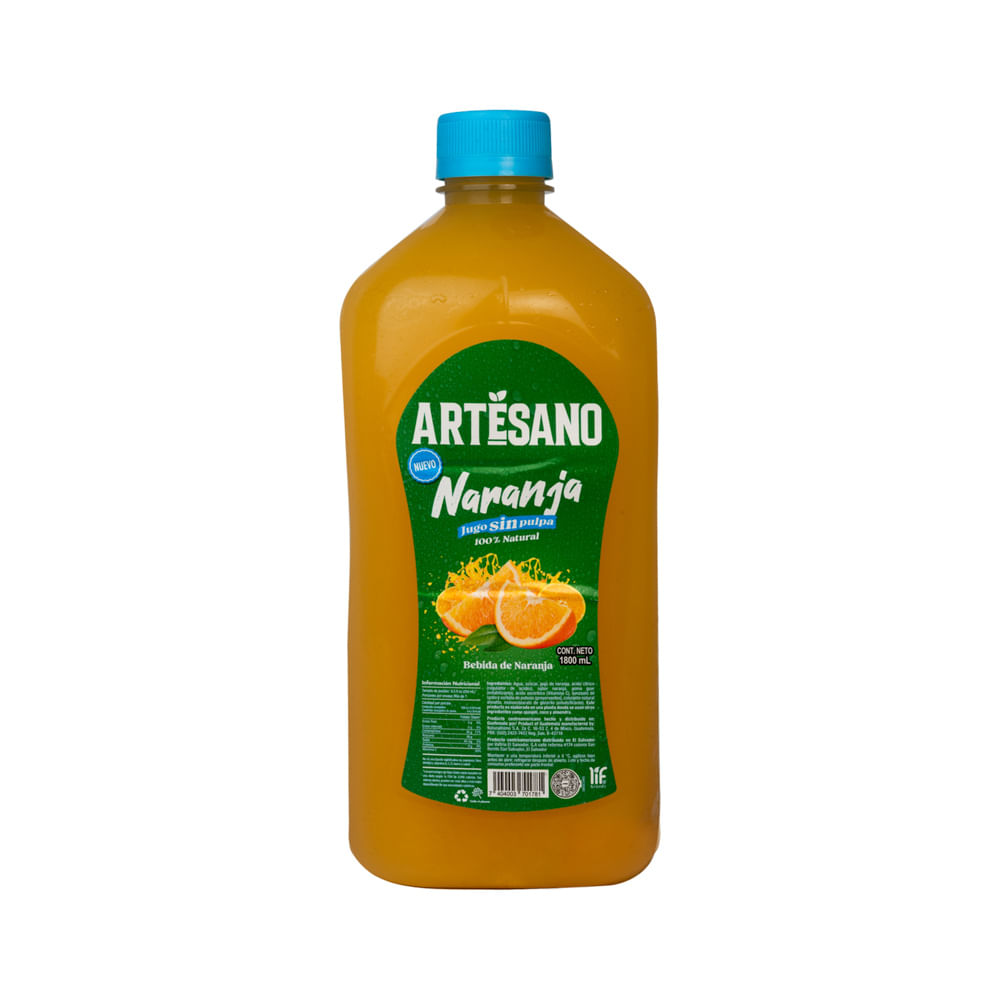 Artesano Bebida Naranja Sin Pulpa