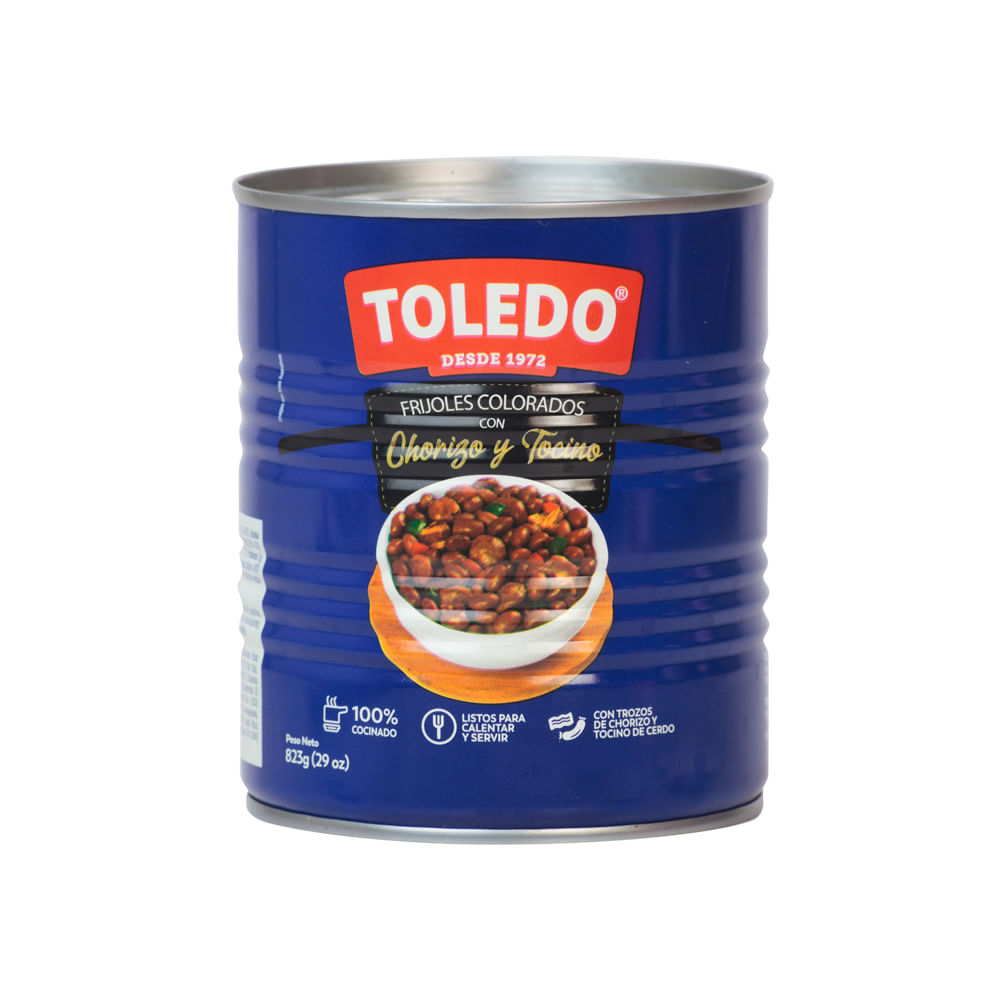 Frijoles Enteros Rojos Chorizo y Tocino Toledo Lata