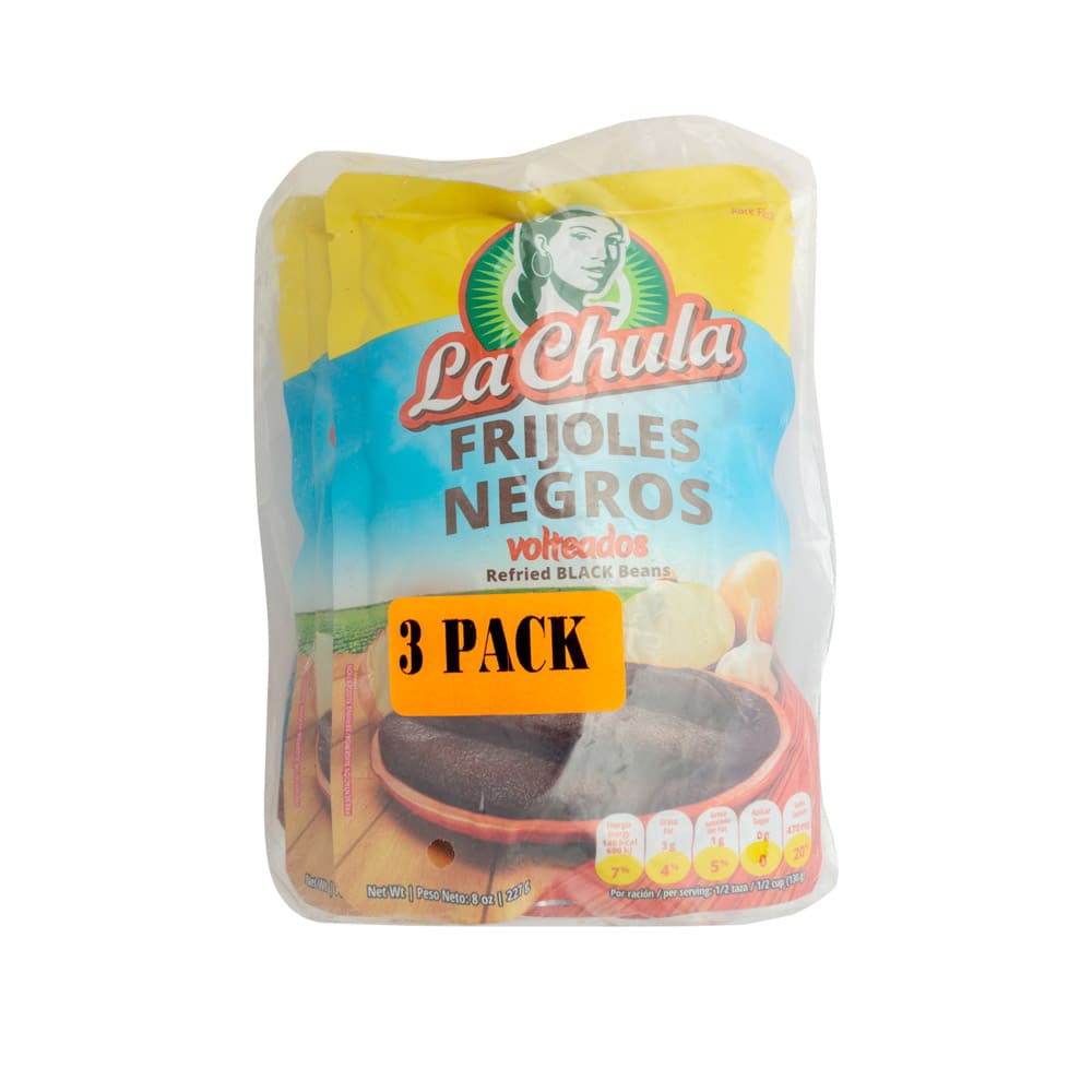 Frijoles Volteados Negros La Chula Doypack 3 Pack