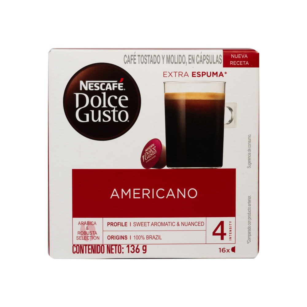 Cápsulas Café Americano Dolce Gusto 16 Tazas