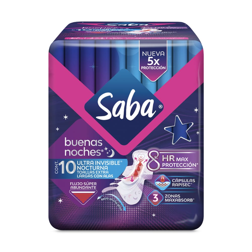 Toalla Femenina Nocturna Ultra Invisible Saba