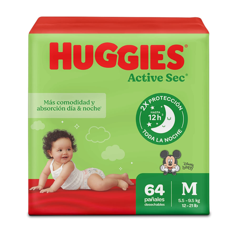 Pañal Desechable Talla M/2 Active Sec Huggies