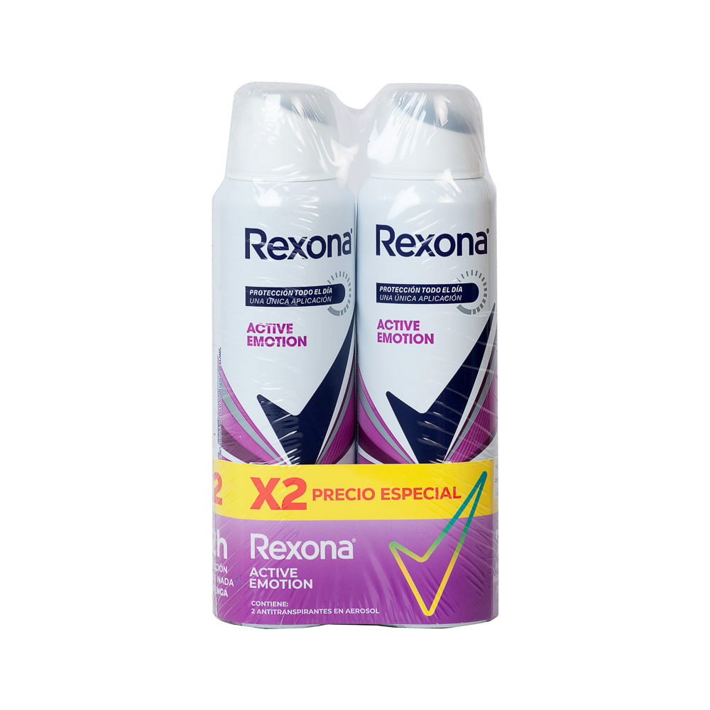 Desodorante Dama Active Emotion Rexona Aerosol 2 Pack