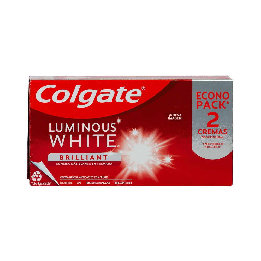 Crema Dental Luminous White Brillant Colgate 2 Pack