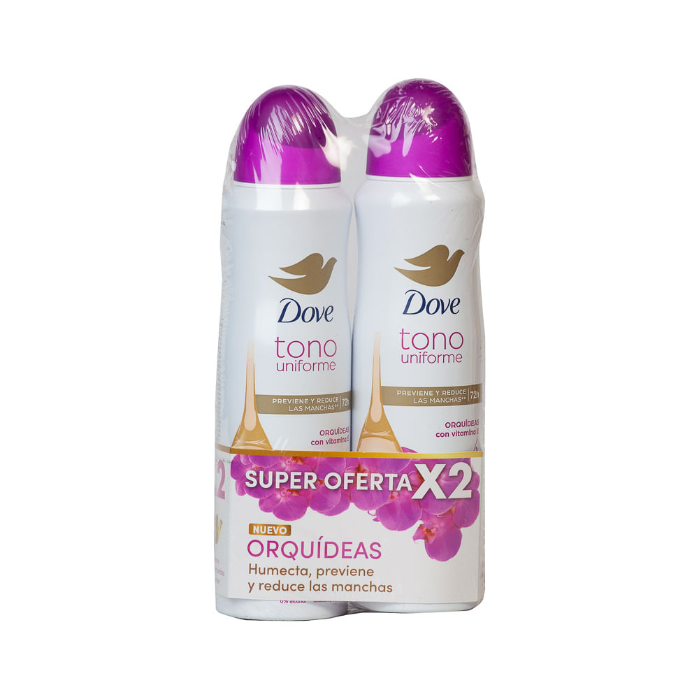 Desodorante Dama Tono Uniforme Dove Aerosol 2 Pack