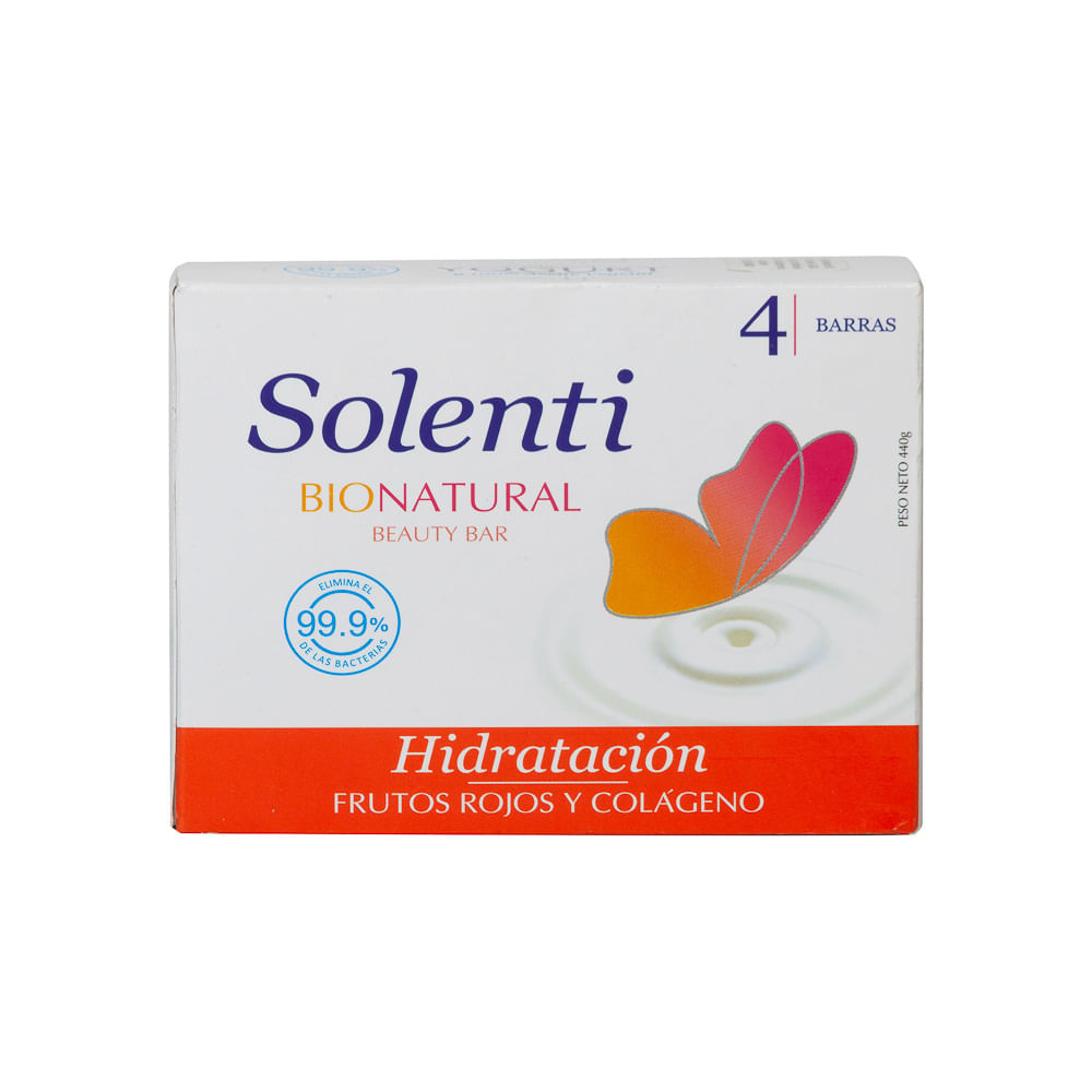 Jabón Pastilla Hidratante Frutos Rojos Solenti 4 Pack