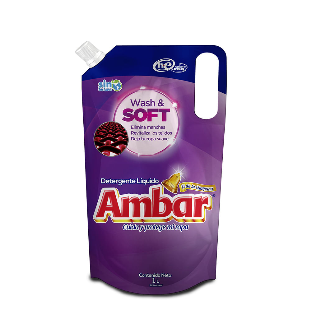 Detergente Líquido Wash & Soft Ambar