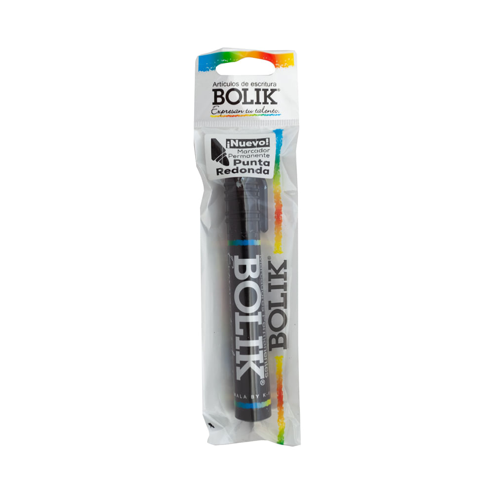 Marcador Permanente Punta Redonda Negro Bolik