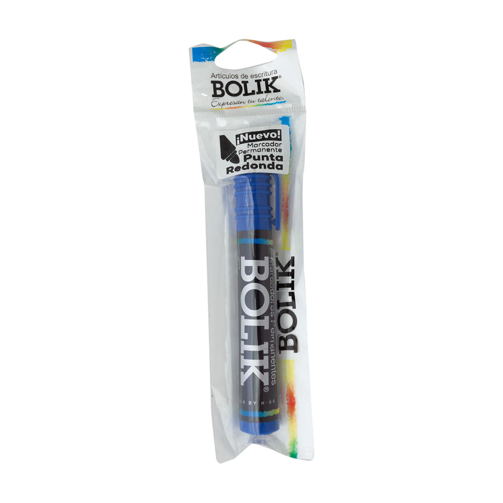Marcador Permanente Punta Redonda Azul Bolik