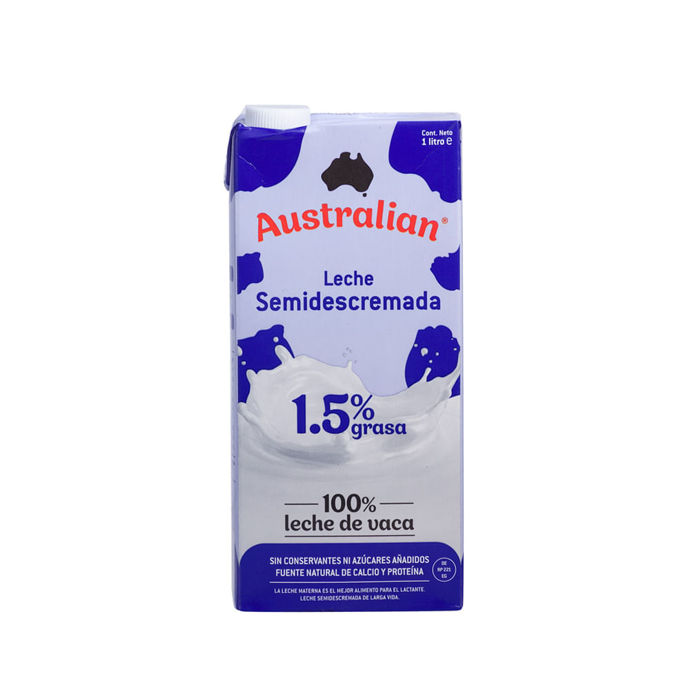 Leche UHT Semidescremada Australian
