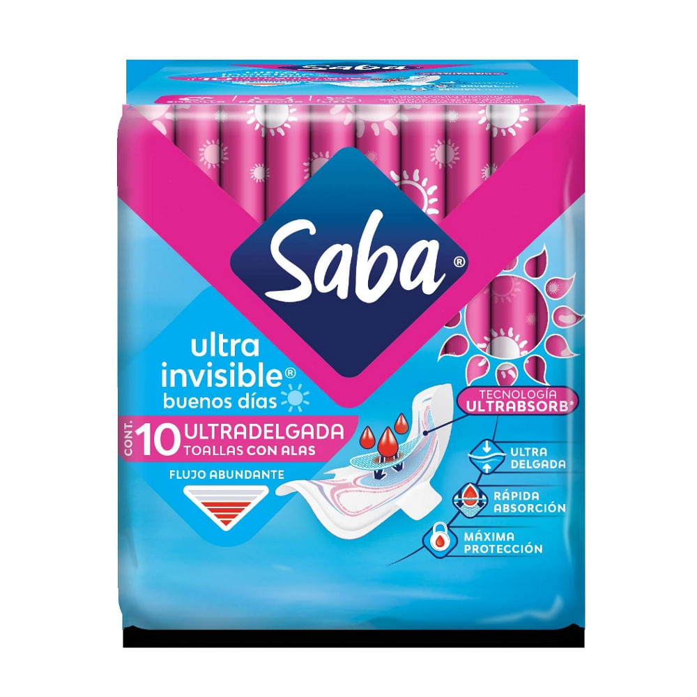 Toalla Femenina Ultra Invisible Ultra Delgada Saba