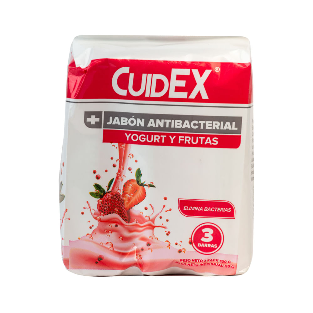 Jabón Pastilla Yogurt Y Frutas Cuidex 3 Pack