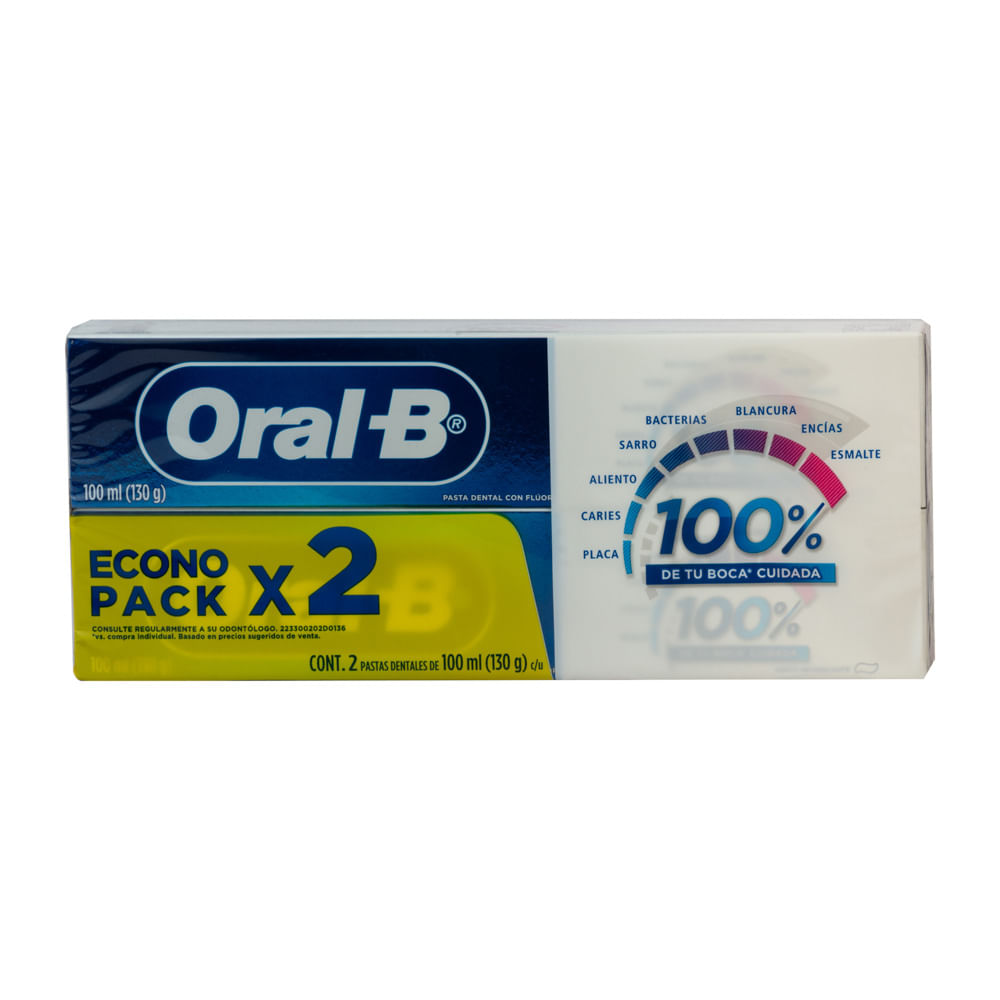 Crema Dental 100% Oral B 2 Pack