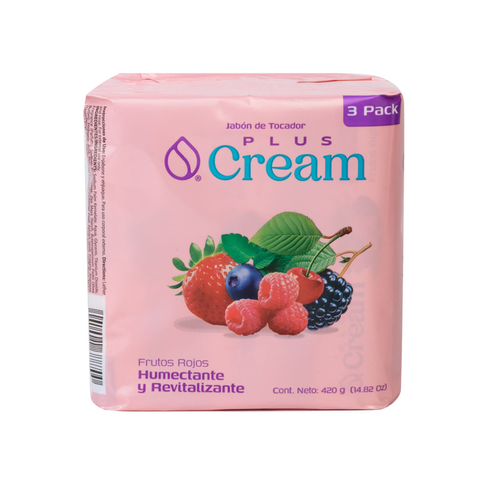 Jabón Pastilla Frutos Rojos Plus Cream 3 Pack