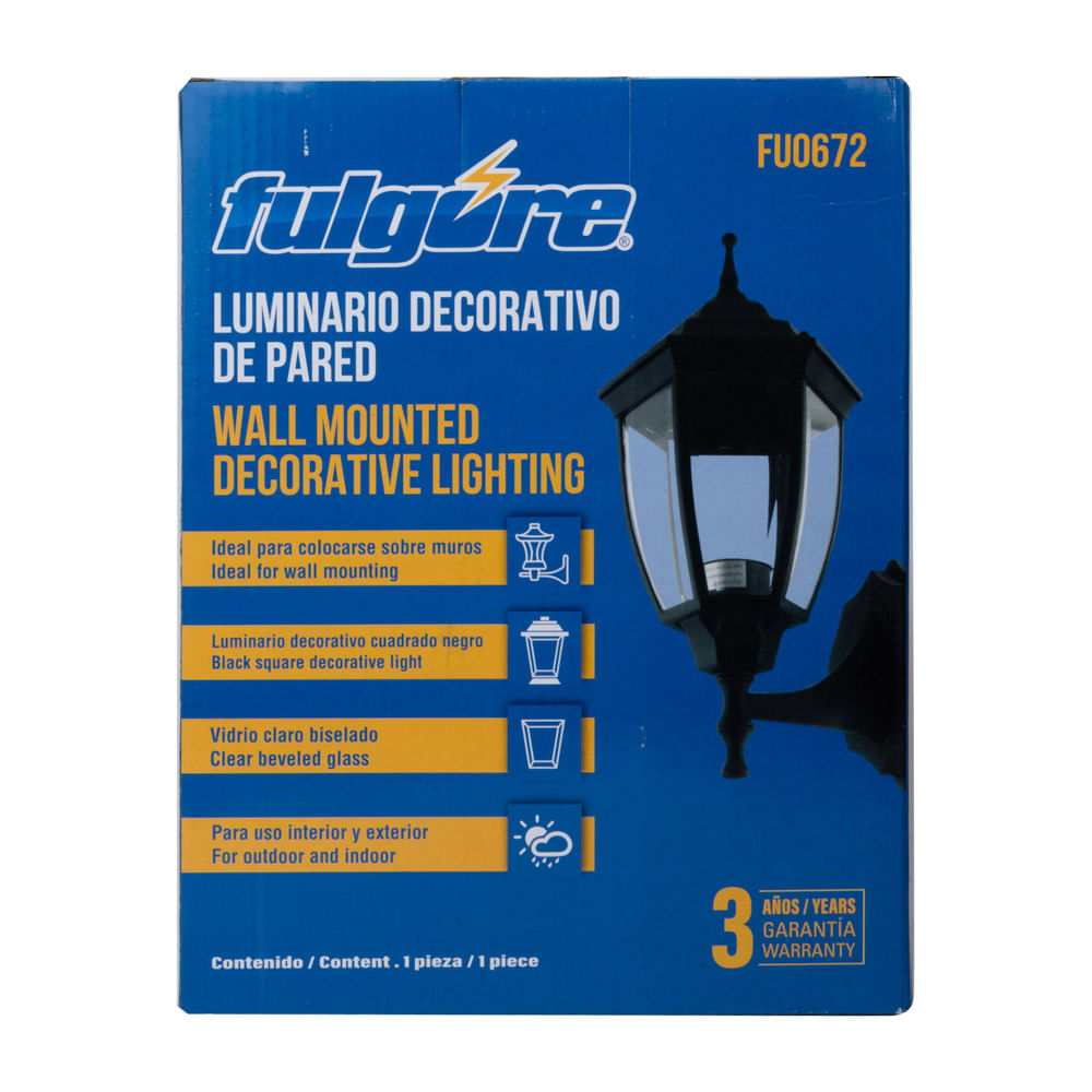Farol De Pared Negro Fulgore