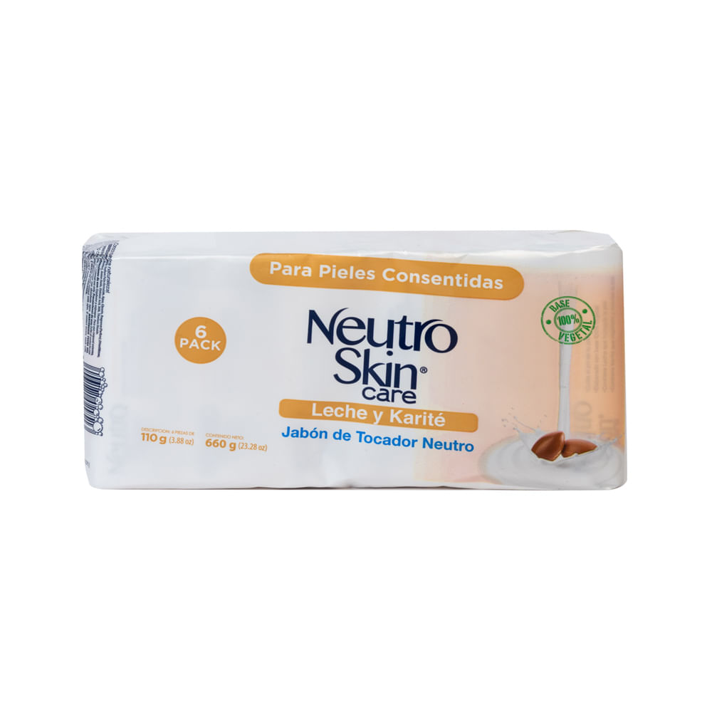Jabón Pastilla Leche Y Karité Neutroskin 6 Pack