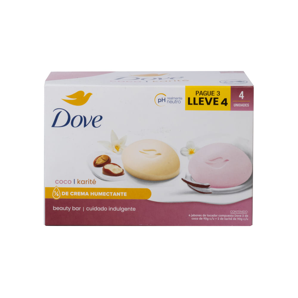 Jabón Pastilla Coco Y Karité Dove 4 Pack