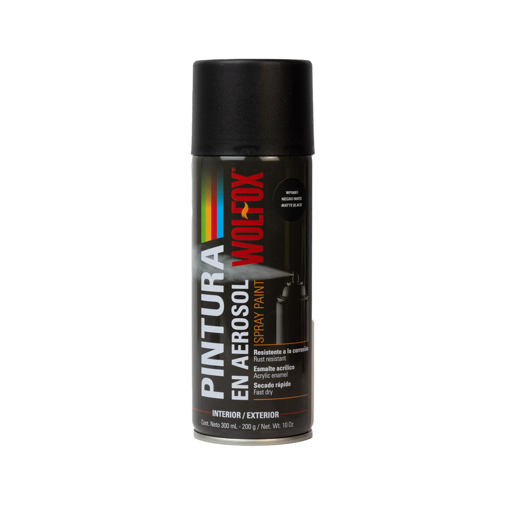 Pintura Negra Mate Aerosol Wolfox