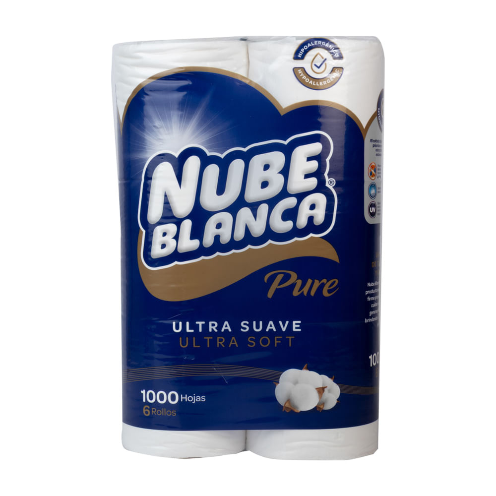 Papel Higiénico 1000 Hojas Ultra Suave Nube Blanca Pure